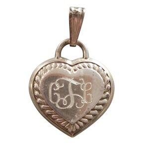 Vintage Sterling Silver Heart Charm Pendant Monogrammed Initial CJL Jewelry gift